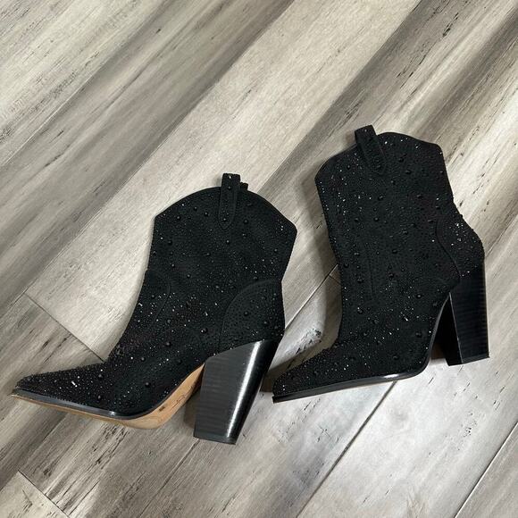 NEW Jessica Simpson Cissely Rhinestone Western Boots Women's Black Size 10 - Picture 3 of 6